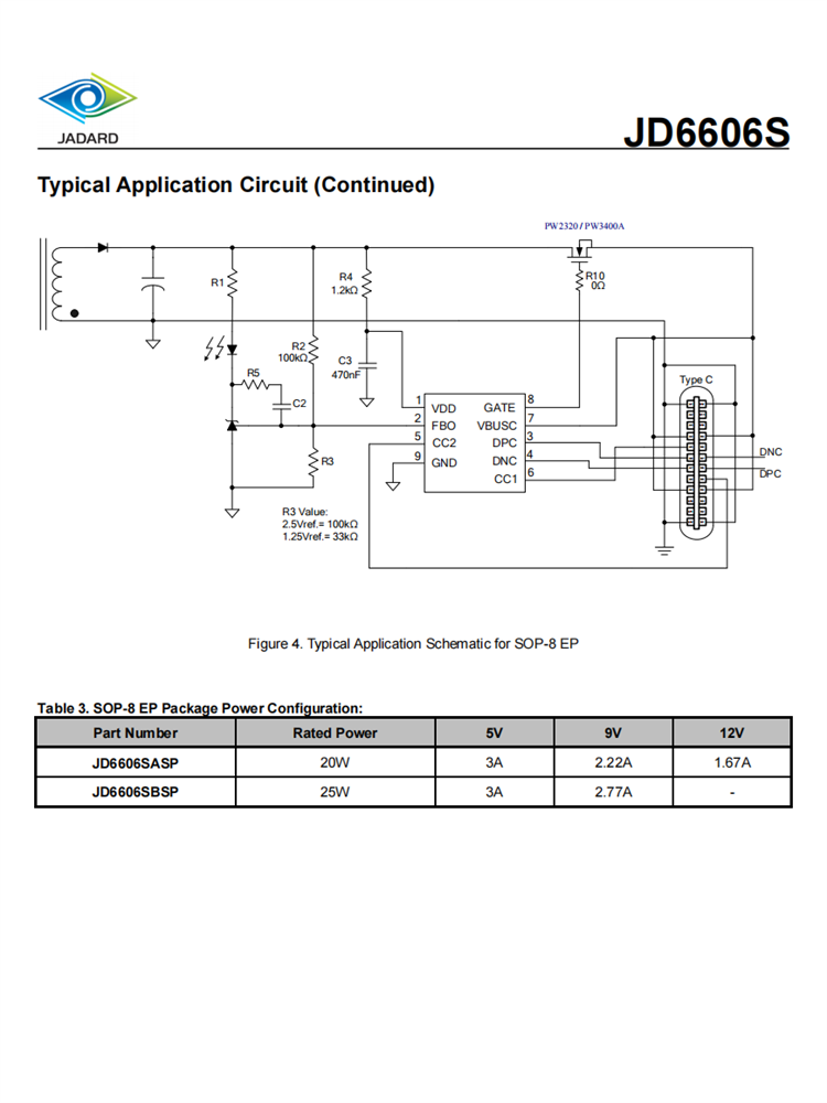 天钰-JD6606SASP 封装SOP8 20瓦 USB-PD 3.0和HVDCP控制器IC 现货