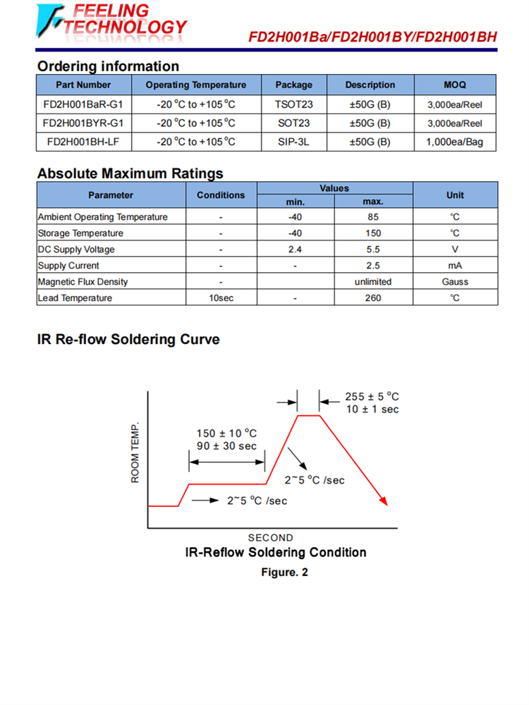 FD2H001BAR 低功率霍尔开关 封装TSOT23 全新原装百盛电子代理商