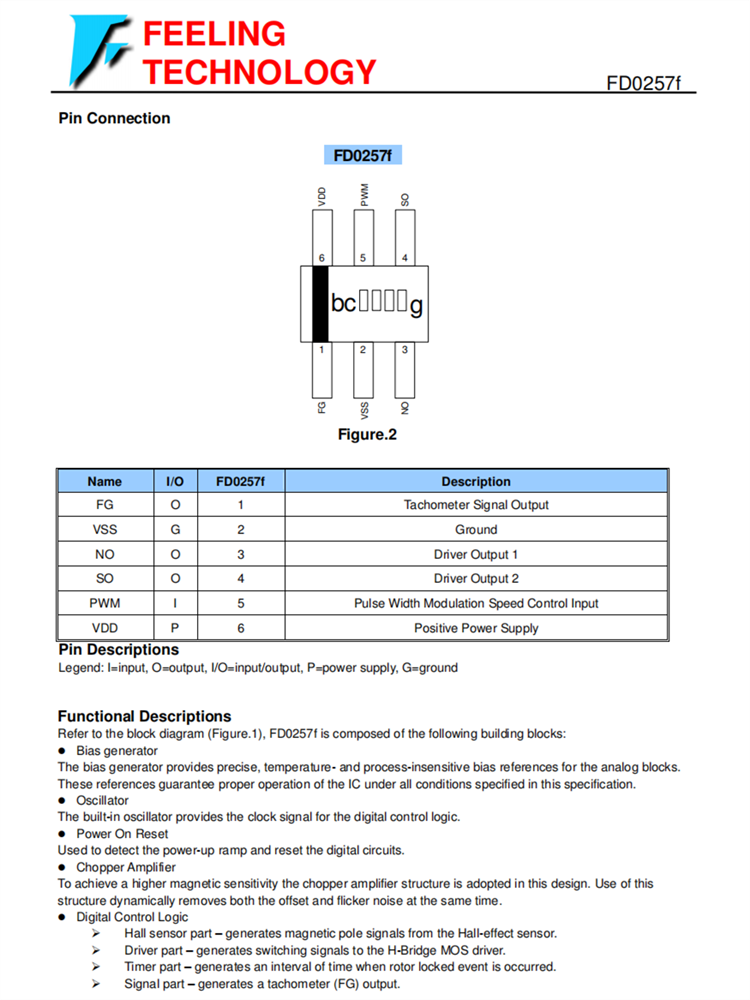 FD0257F TS826 嵌入式霍尔效应传感器的单相全波电机驱动器芯片