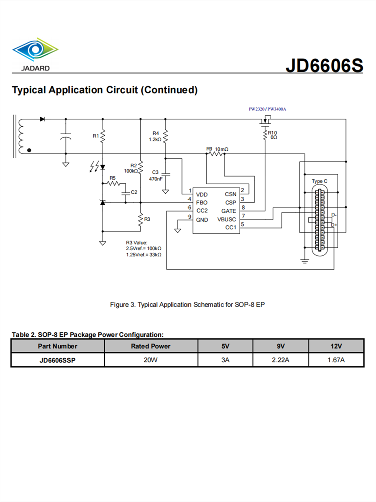 天钰-JD6606SASP 封装SOP8 20瓦 USB-PD 3.0和HVDCP控制器IC 现货