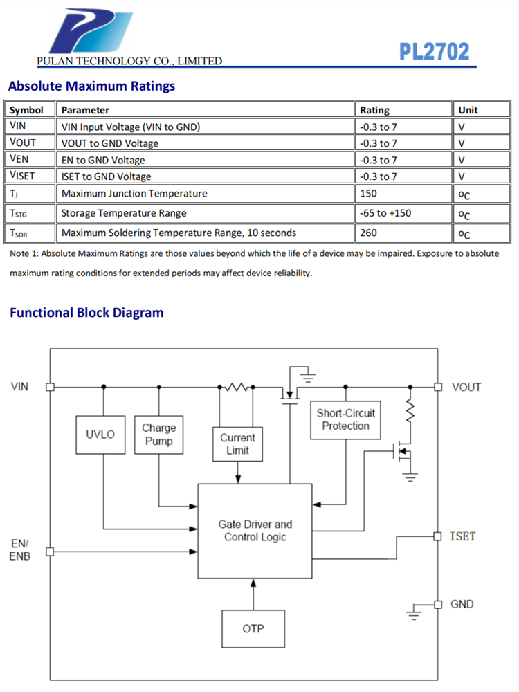 PL2702 SOT23-5 32mΩ N通道MOSFET电源开关 USB限流IC