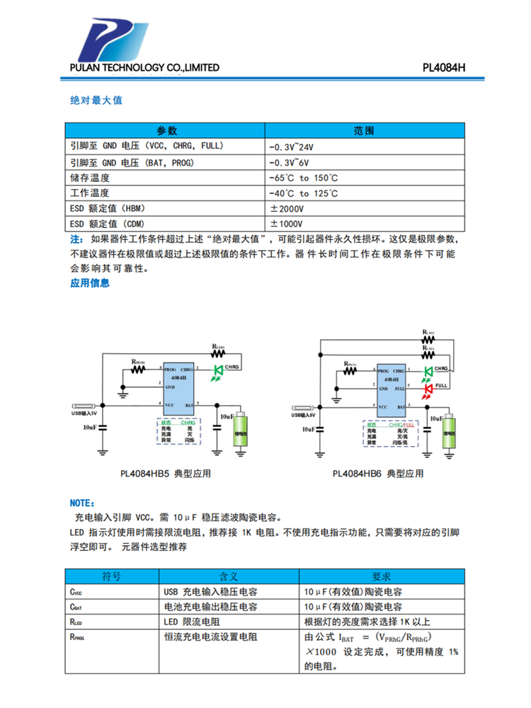 普蓝-PL4084H SOT23-5/6 24V输入 线性锂电池充电管理芯片 