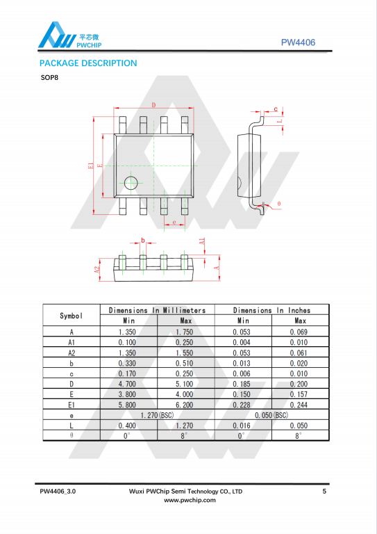 PW4406 SOP8封装 30V 18A N沟道MOSFET场效应管 原装