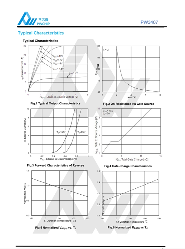 PW3407 SOT23-3L封装 30V 4.2A P沟道增强模式MOSFET场效应管