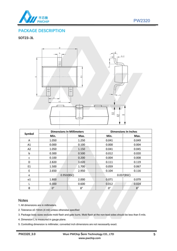 PW2320 贴片N-MOS芯片（20V 8A) 适用电池保护装置 全新现货供应