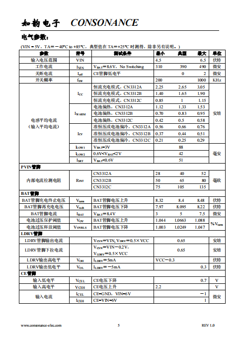 CN3312C PFM升压双节锂电池充电控制集成电路