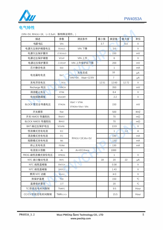 PW4053A/M SOP8封装 5V/1.2A 6.5V/2A 三节锂电池升压充电管理IC