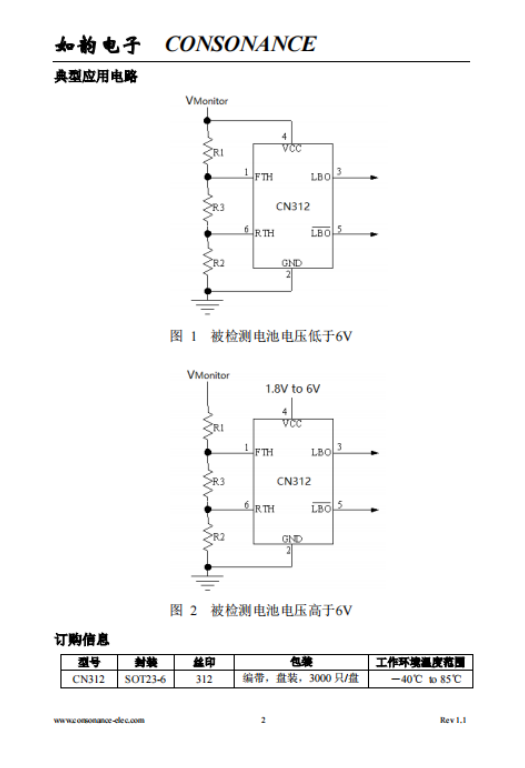 CN312 可调整迟滞的超低功耗电压检测芯片