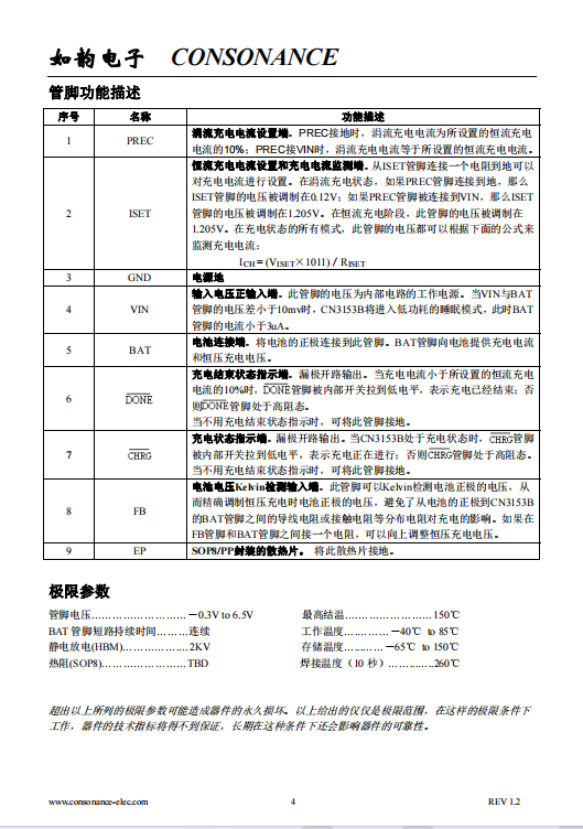 CN3153 安培锂电池充电管理集成电路