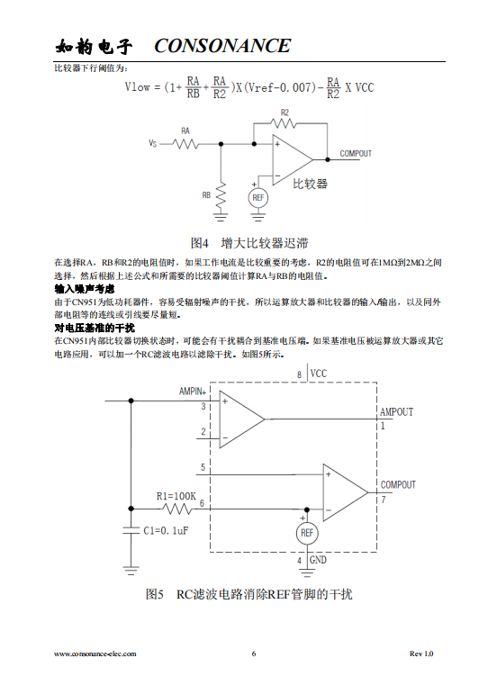 CN951 单电源低功耗运算放大器，电压比较器和基准电压源