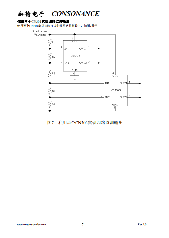 CN303 双通道电压检测集成电路，内部有两个高精度电压比较器