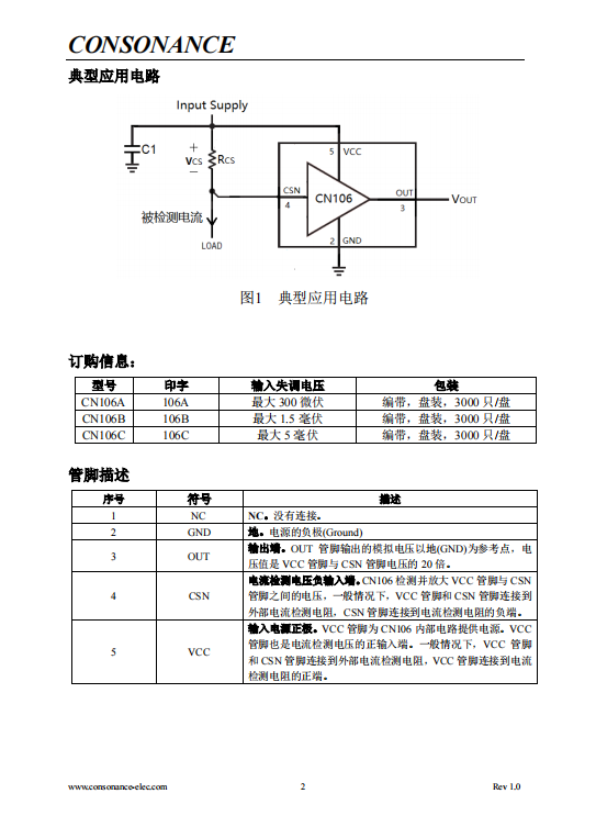 CN106A 高端电流检测运算放大器